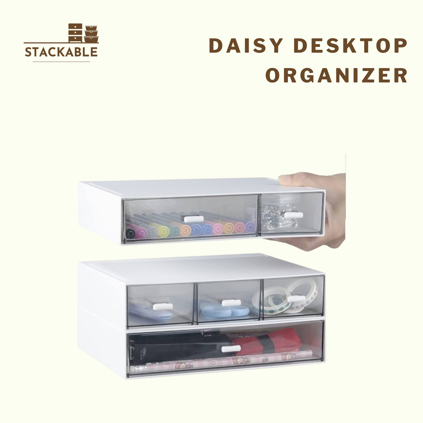 Sets of 3 Daisy Desktop Organizer
