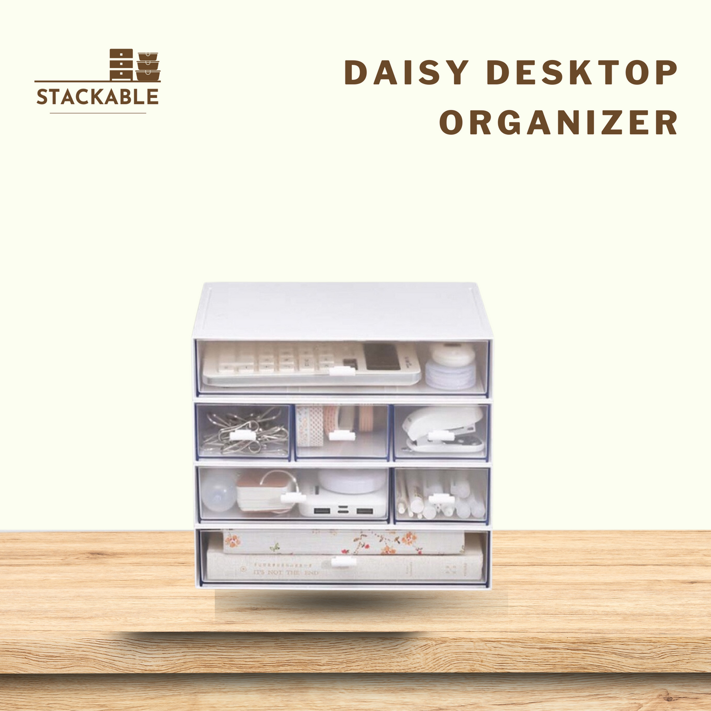 Sets of 3 Daisy Desktop Organizer